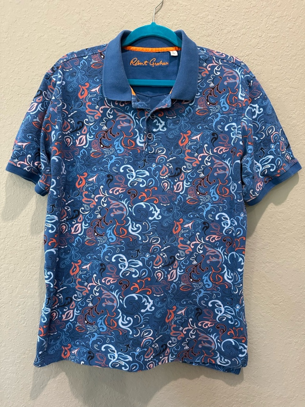 Robert Graham Men’s Polo Shirt Sz L Short Sleeve